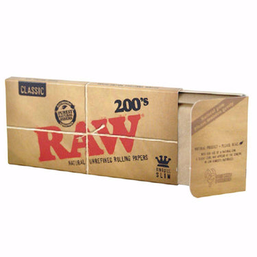 RAW CLASSIC KING SIZE SLIM 200's NATURAL ROLLING PAPERS 200ct per 40Pck (1 Box)