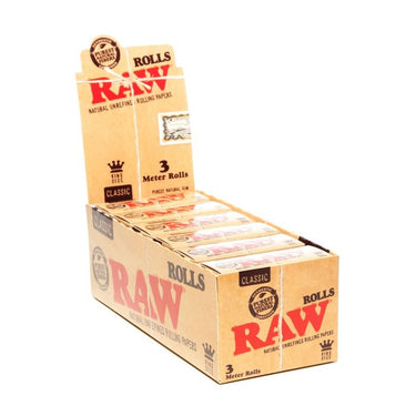 RAW Classic Rolls Rolling Paper King Size Wide 3 Meter (12Pck)