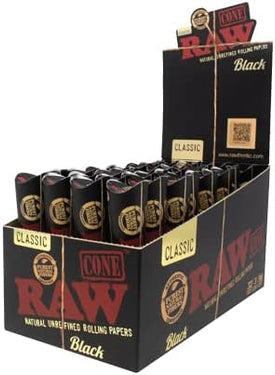 Raw Classic Cone Black 1 1/4 Size 6ct (32Pck)