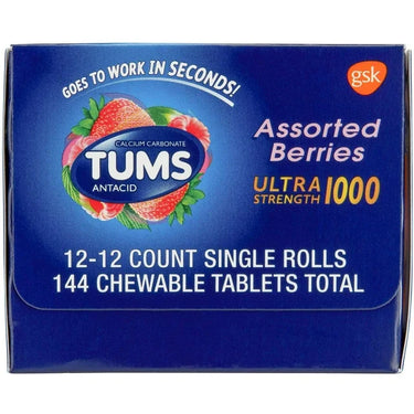 Tums Ultra Strength 1000  12 Ct x 12 Rolls (144 Count Each)