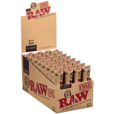 RAW Cone 1-1/4 Size Unrefined Rolling Papers 6ct (32Pck)