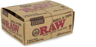 Raw Classic King Size Rolls & Tips- 3 Meter&30 tips - 12ct of (1Pck)