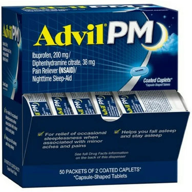Advil PM Pain Reliever and Sleep Aid 200Mg Ibuprofen 2ct (50pck)