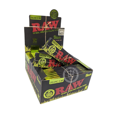 RAW Organic Hemp Natural rolling papers Black King size Slim 32ct (50Pck)