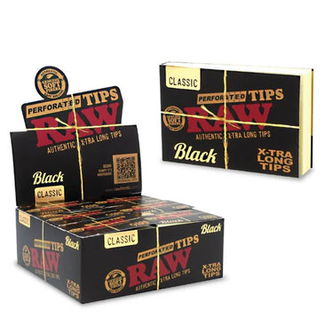 RAW BLACK PERFORATED EXTRA LONG TIPS (36Pck)